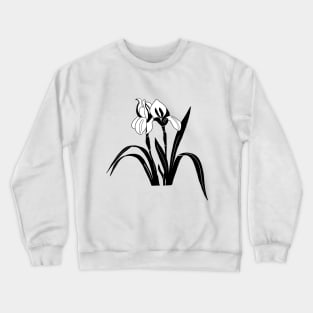 Black and White Iris Flower Crewneck Sweatshirt